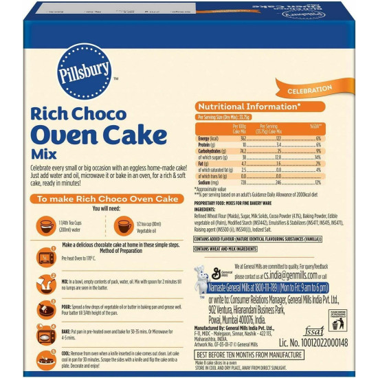 Pillsbury Oven Cake Mix - Rich Choco Eggless (Pack of 4) - Delicious and Easy Baking