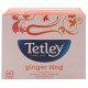 Tetley Ginger Leaf Tea Bags 50 Pcs - Invigorating Ginger Flavor