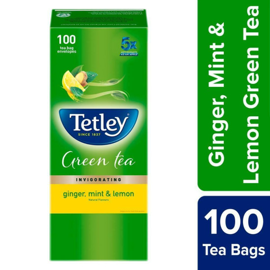 Tetley Ginger, Mint and Lemon Green Tea Bags - Refreshing Blend