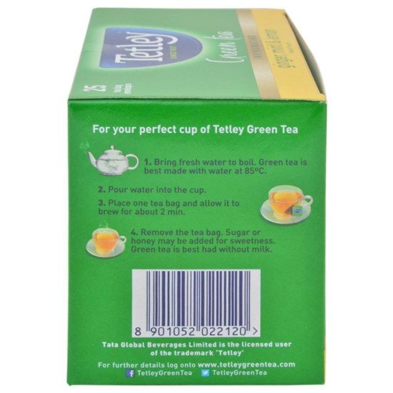 Tetley Ginger Mint And Lemon Green Tea Bags 25 Pcs - Refreshing Herbal Blend