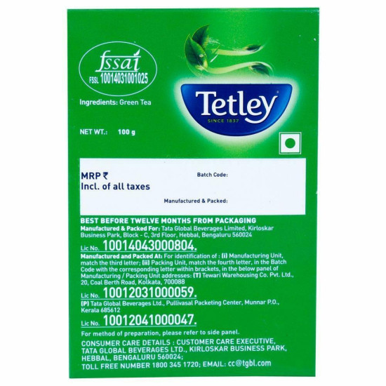 Tetley Green Tea 100 G (Carton) - Refreshing Flavors & Health Benefits