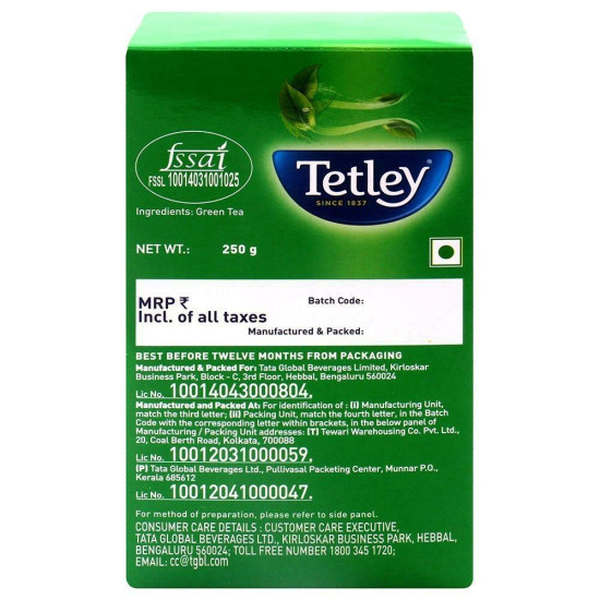 Tetley Leaf Green Tea 250 G - Rich Flavours & Refreshing
