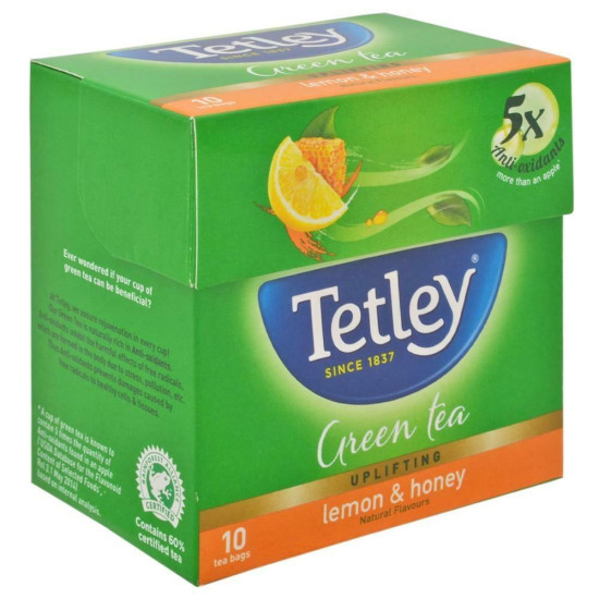 Tetley Lemon & Honey Green Tea Bags - Refreshing & Healthy