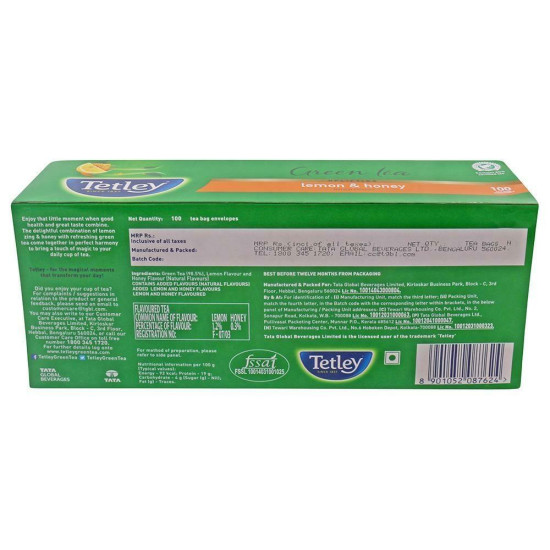 Tetley Lemon & Honey Green Tea Bags - Refreshing & Soothing