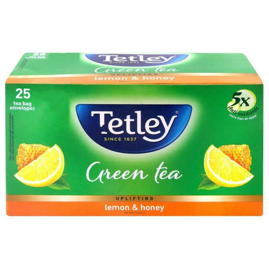 Tetley Lemon & Honey Green Tea Bags 25 Pcs - Refreshing Citrus Blend