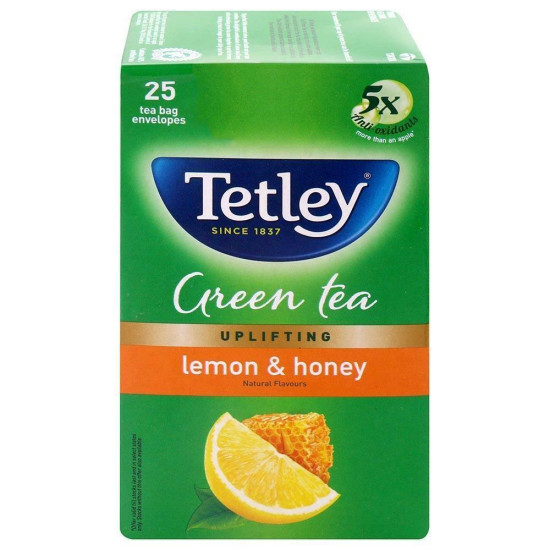 Tetley Lemon & Honey Green Tea Bags 25 Pcs - Refreshing Citrus Blend