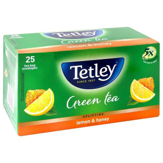 Tetley Lemon & Honey Green Tea Bags 25 Pcs - Refreshing Citrus Blend