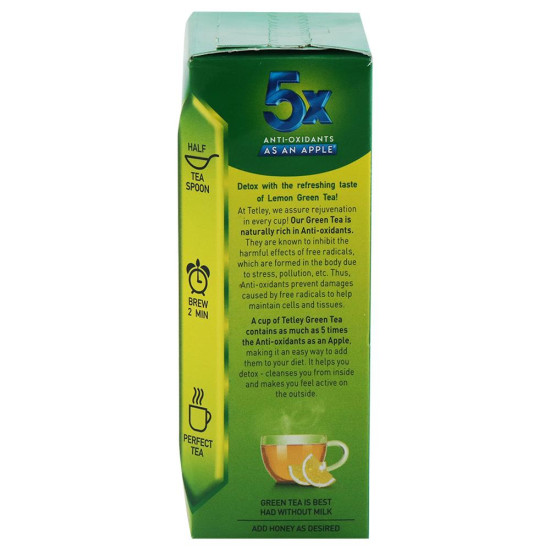 Tetley Long Leaf With Lemon Natural Green Tea 100 G - Refreshing Citrus Flavor