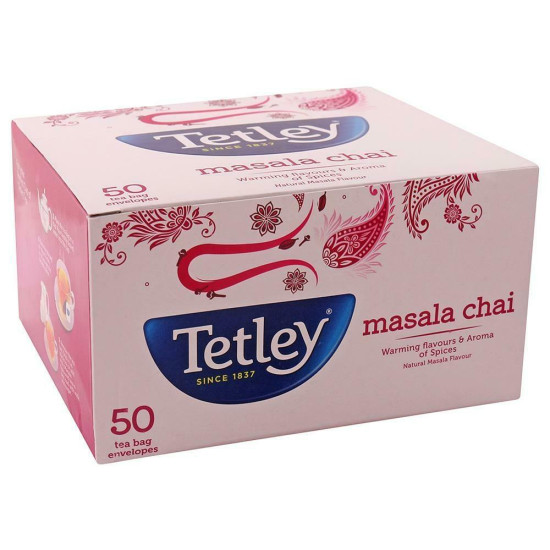 Tetley Masala Leaf Tea Bags 50 Pcs - Authentic Indian Flavor