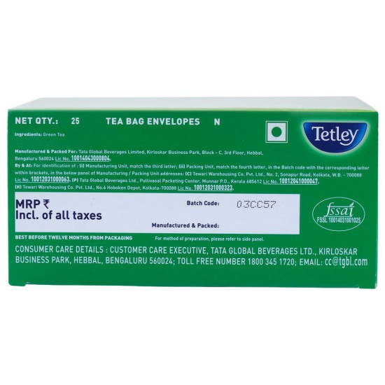 Tetley Pure Original Green Tea Bags 25 Pcs - Refreshing Flavour