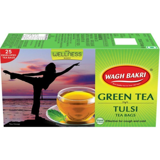 Wagh Bakri Tulsi Green Tea Bags - Refreshing Herbal Blend