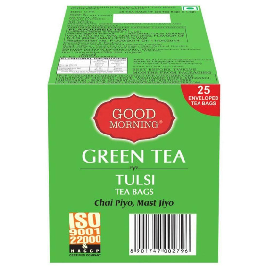 Wagh Bakri Tulsi Green Tea Bags - Refreshing Herbal Blend