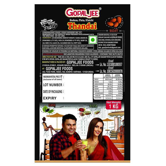 Gopaljee Thandai with Badam, Pista, Elaichi - Authentic Indian Beverage