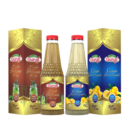 Jai Guruji Masala Shikanji & Lemon Fruit Syrup - Refreshing Summer Drink