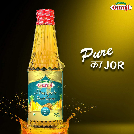 Natural Jai Guruji Pineapple & Masala Shikanji Fruit Syrup - Refreshing Summer Blend