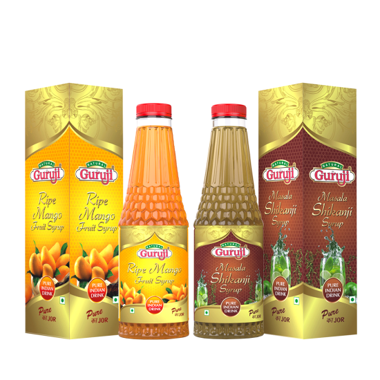 Natural Jai Guruji Ripe Mango & Masala Shikanji Syrup - Refreshing Summer Delight