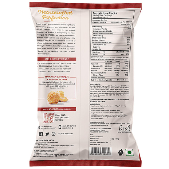4700BC Hawaiian Barbeque Cheese Popcorn 3x35 g - Smoky Cheddar Delight