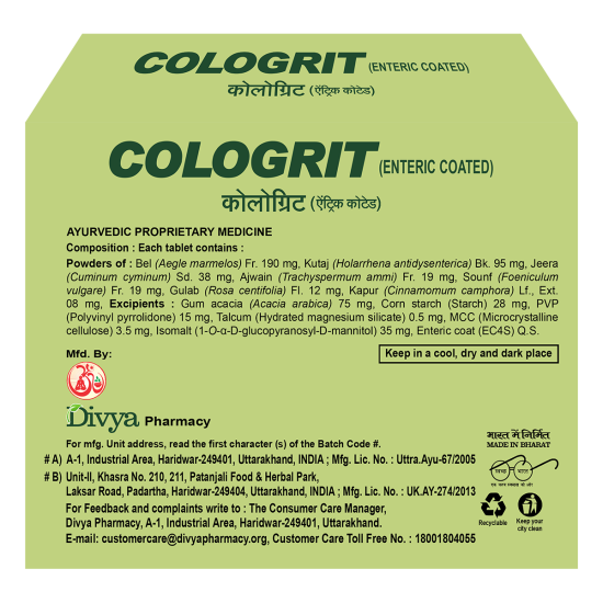 Divya Cologrit 60 Tab 46 g - Natural Dietary Supplement