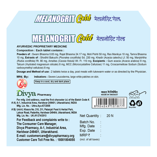 Divya Melanogrit Gold 20 N 14 g - Premium Herbal Skincare