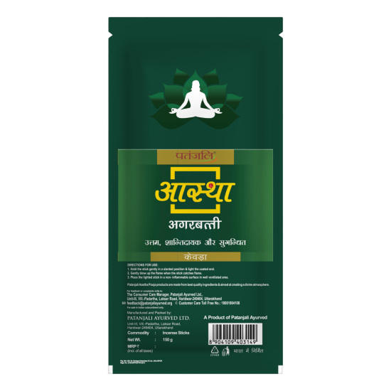 Aastha Agarbatti Kewda 150 g - Soothing Fragrance Incense Sticks