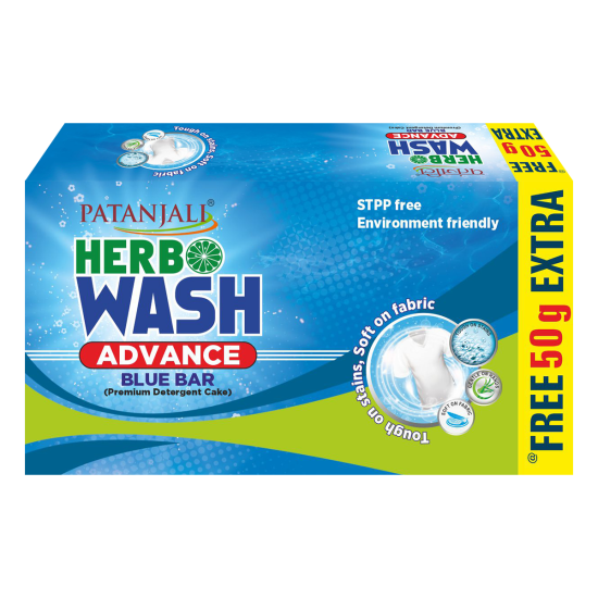 Patanjali Herbo Wash Advance Blue Bar 250 g - Refreshing Herbal Cleanse