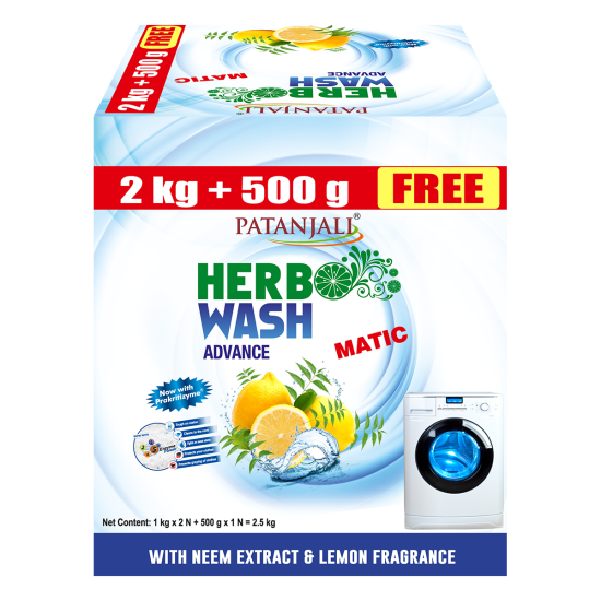 Patanjali Herbo Wash Advance Matic Detergent Powder - Powerful Cleaning for Automatic Machines