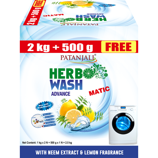 Patanjali Herbo Wash Advance Matic Detergent Powder - Powerful Cleaning for Automatic Machines