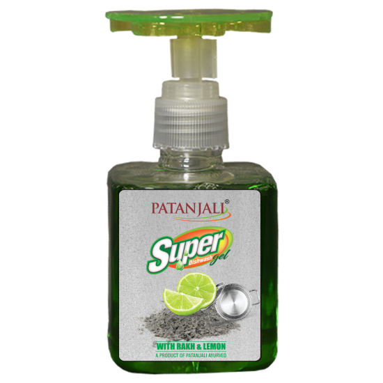 Patanjali Super Dish Wash Gel Rakh Lemon 250 ml - Powerful Cleaning with Lemon Freshness