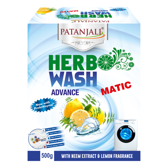 Patanjali Herbo Wash Advance Matic Detergent Powder 500 g - Superior Cleaning Performance
