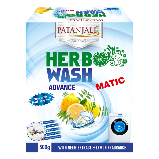 Patanjali Herbo Wash Advance Matic Detergent Powder 500 g - Superior Cleaning Performance