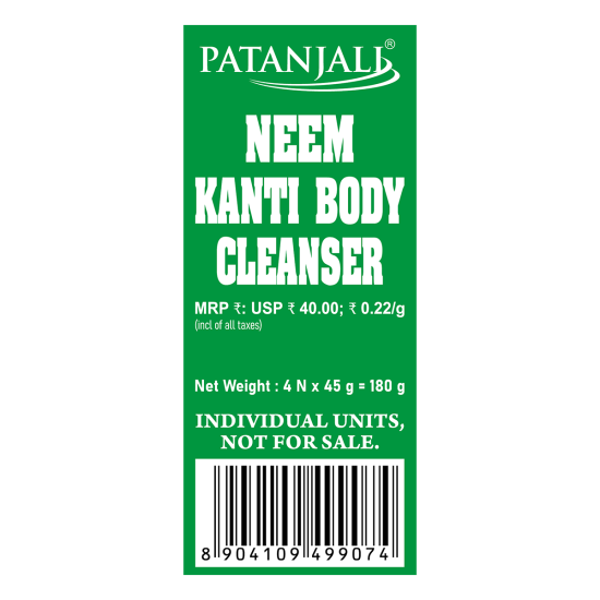 Patanjali Neem Kanti Body Cleanser Pack of 4 - Antibacterial and Natural Cleanser