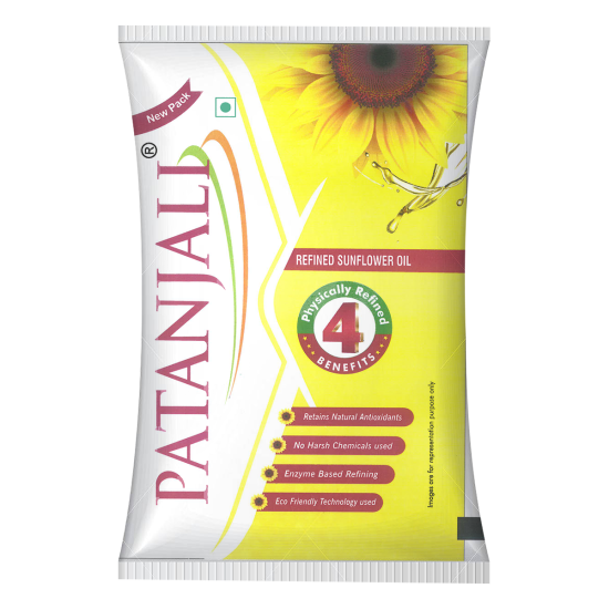 Patanjali Sunflower Oil Pouch 1 Ltr - Premium Cooking Oil
