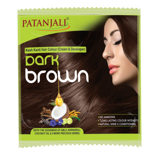 Patanjali Kesh Kanti Hair Colour Cream Developer Dark Brown - Long-lasting Shine