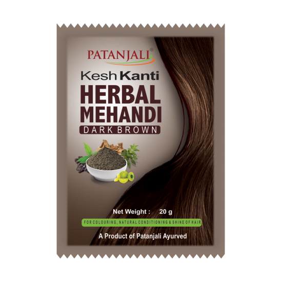 Patanjali Kesh Kanti Herbal Mehandi Dark Brown 20g - Natural Hair Color
