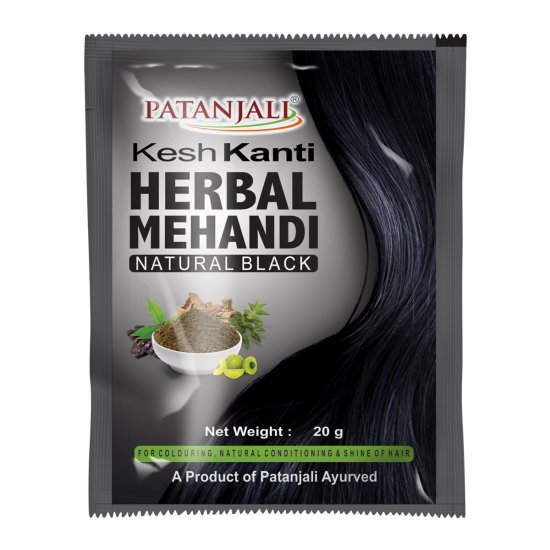 Patanjali Kesh Kanti Herbal Mehandi Natural Black - Natural Hair Color Solution