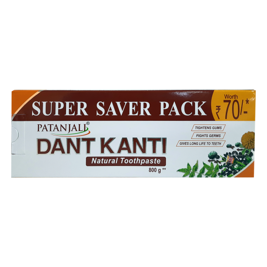 Patanjali Dant Kanti Natural Toothpaste Value Pack 800 g - Natural Oral Care