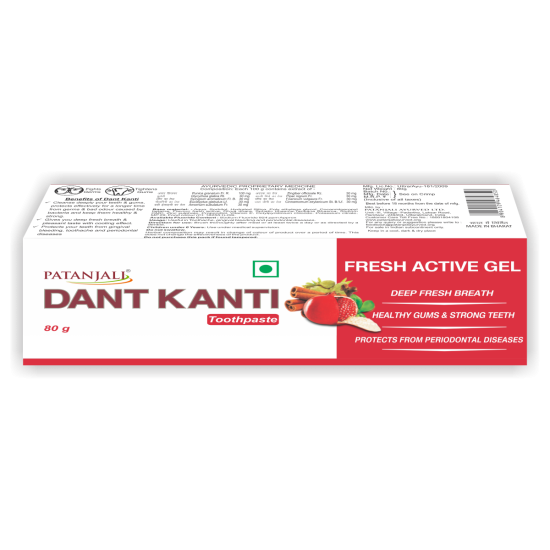 Patanjali Dant Kanti Fresh Active Gel 80 g - Refreshing Dental Care Solution