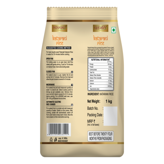 Patanjali Katarani Rice 1 kg - Premium Quality for Culinary Delight