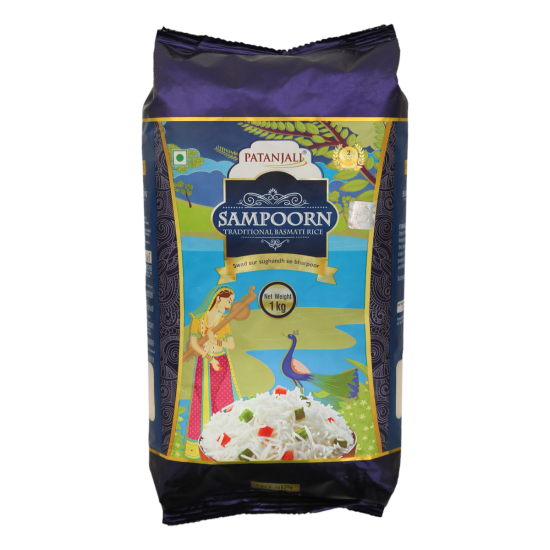 Patanjali Sampoorn Traditional Basmati Rice 1 kg - Authentic Indian Aroma