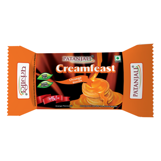 Patanjali Creamfeast Orange Biscuit 35 g - Tangy Delight
