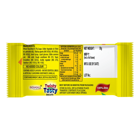 Patanjali Twisty Tasty Biscuits 35 g - Delightful Snack with Crunchy Goodness