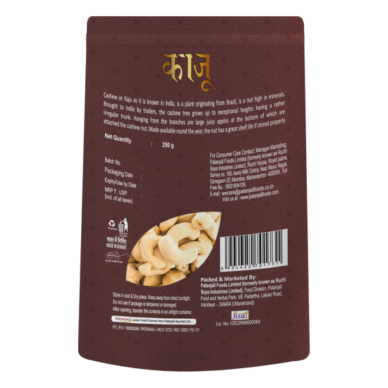 Patanjali Cashew Kaju 250 g - Premium Quality Cashews