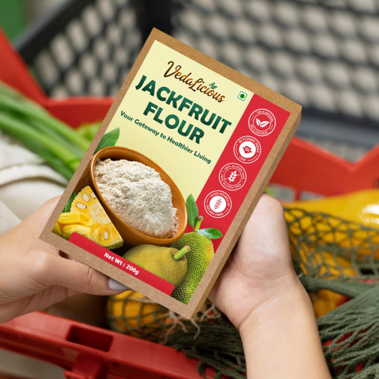 VedaLicious Premium Green Jackfruit Flour – Gluten-Free, High Fiber Superfood for Baking, Cooking, and Smoothies – 200g