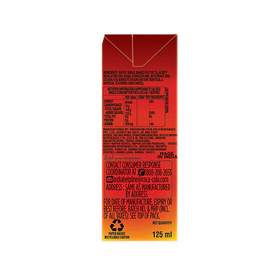 Maaza Mango Juice - Refreshing Mango Drink 125 ml