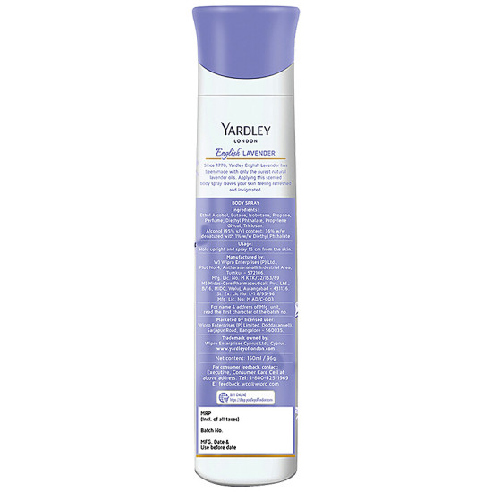 Yardley London English Lavender Refreshing Body Spray - Timeless Elegance Yardley London English Lavender Refreshing Body Spray - Timeless Elegance