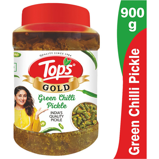 Tops Gold Green Chilli Pickle - Intense Flavour, Traditional Taste