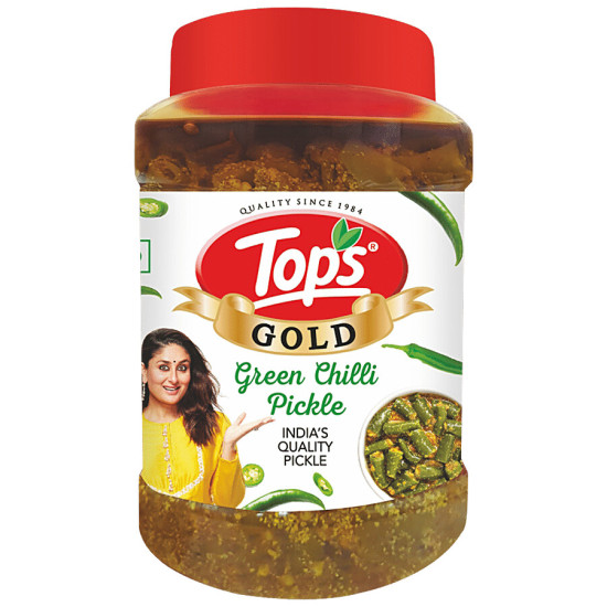 Tops Gold Green Chilli Pickle - Intense Flavour, Traditional Taste