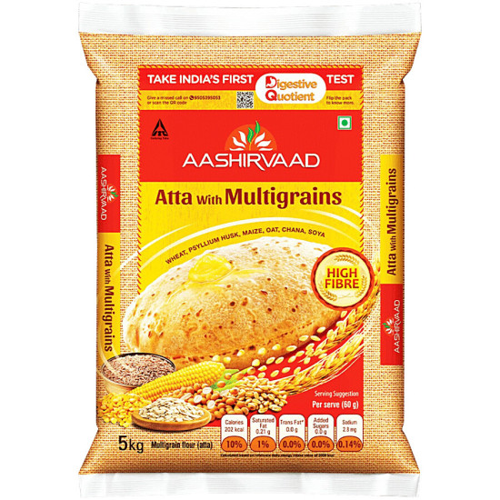 Aashirvaad Atta/Godihittu - Multigrains 1 kg - High-Fibre Indian Flour