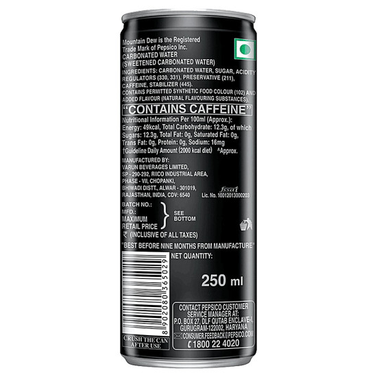 Mountain Dew Soft Drink 250 ml - Exhilarating Citrus Flavor