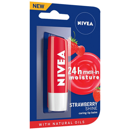 NIVEA Strawberry Shine Caring Lip Balm - With Natural Oils for 24h Moisture